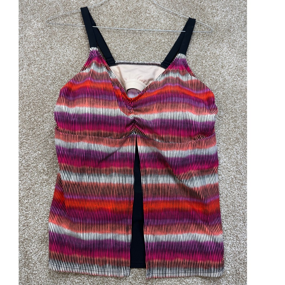 Ava & Viv Womens Plus 18W Tankini Top Striped Ruched Swim Tropical Modest Target
